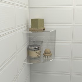 C-shelf cm 15x15 for shower in clear acrylic double shelf corner model