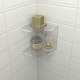 C-shelf cm 15x15 for shower in clear acrylic double shelf corner model