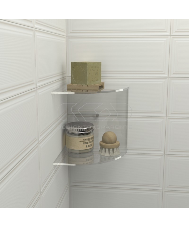 Acrylic corner shelf cm 25x25 double shelf model for shower
