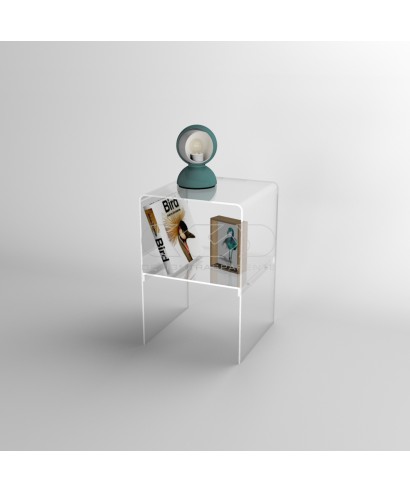 Small bedside table 30x20h45 with transparent acylic shelf