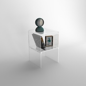Small bedside table 30x20h45 with transparent acylic shelf