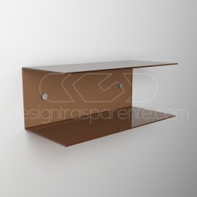 Floating bedside table 50x15cm double acrylic shelf C-shaped model.
