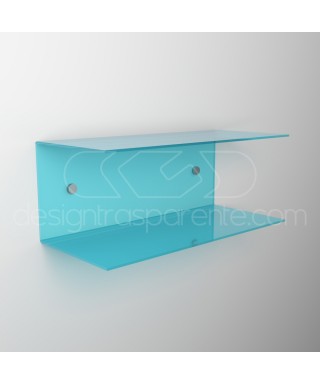Floating bedside table 30x20cm double acrylic shelf C-shaped model.