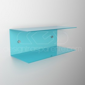 Floating bedside table 50x20cm double acrylic shelf C-shaped model.