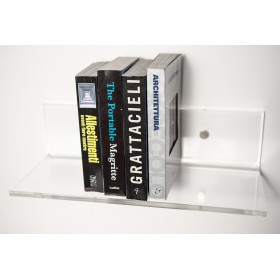 Mensola cm 75x30 in plexiglass trasparente alto spessore per libri
