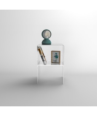30x30H45 small bedside table with transparent acrylic shelf