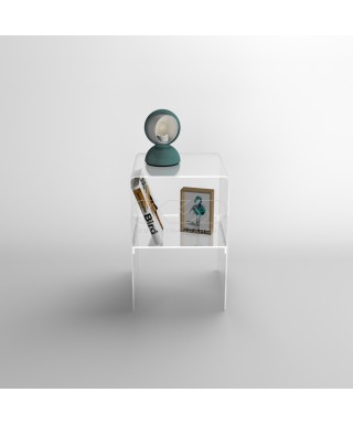 20x20H45 small bedside table with transparent acrylic shelf