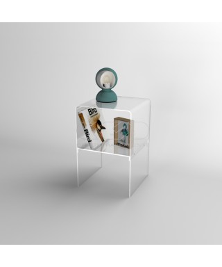 20x20H45 small bedside table with transparent acrylic shelf