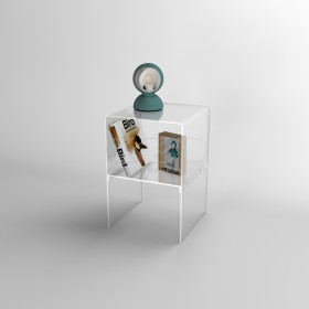 20x20H45 small bedside table with transparent acrylic shelf