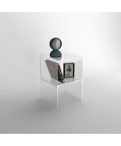 40x20H45 small bedside table with transparent acrylic shelf