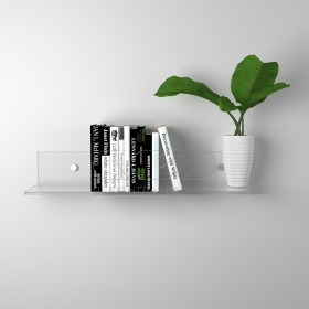 Mensola cm L 70 in plexiglass trasparente alto spessore per libri
