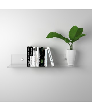 Mensola cm 80x30 in plexiglass trasparente alto spessore per libri