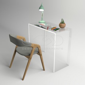 Consolle scrivania cm 50 scrittoio in plexiglass trasparente.