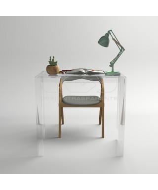 Consolle scrivania cm 70 scrittoio in plexiglass trasparente.