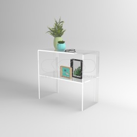 Mesa consola cm 50 en metacrilato transparente con estante.