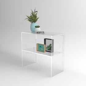 Mesa consola cm 50 en metacrilato transparente con estante.