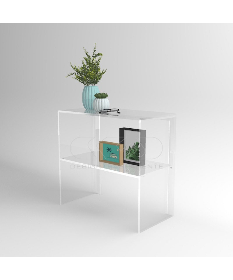 Mesa consola cm 80 en metacrilato transparente con estante