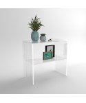 Tavolino Consolle cm 80 in plexiglass trasparente con ripiano.