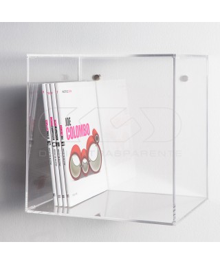 Cube shelf cm 20 in transparent acrylic wall display unit.