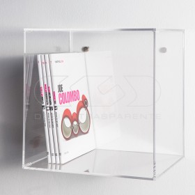 Mensola Cubo cm 30 in plexiglass trasparente espositore da parete.