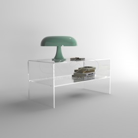 Tavolino con ripiano L70 in plexiglass trasparente tavolo da salotto.