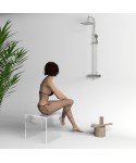 Sgabello cm 40x40 in plexiglass trasparente anche per doccia e bagno.
