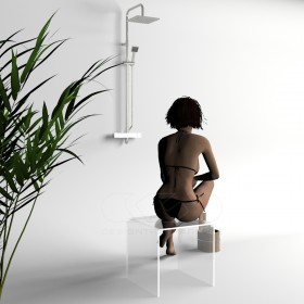 Sgabello cm 40x40 in plexiglass trasparente anche per doccia e bagno.
