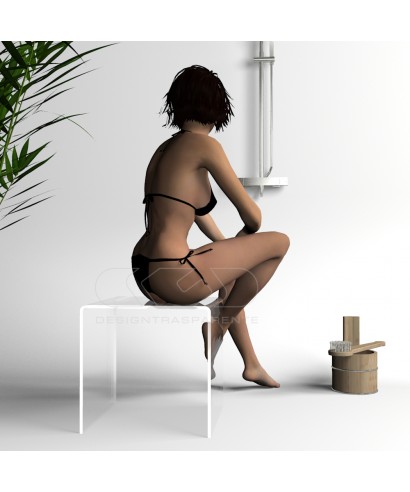 cm 30x30 Transparent acrylic shower stool chair for bathroom.