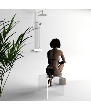 Sgabello cm 30x30 in plexiglass trasparente anche per doccia e bagno.