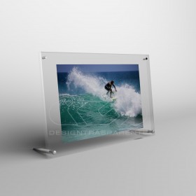 Cornice portafoto da tavolo cm 15 in plexiglass sostegni in metallo