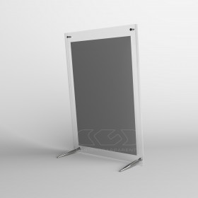 Acrylic 15cm tabletop photo frame with metal supports.