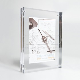 Cornice cm 15 portafoto da tavolo in plexiglass trasparente a magnete.