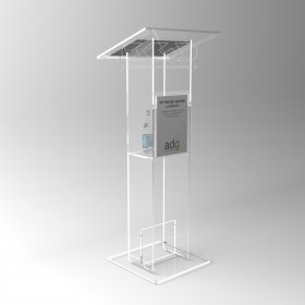 Atril de suelo de metacrilato transparente 50x40H110-120, desmontable.