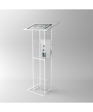Atril de suelo de metacrilato transparente 50x40H110-120, desmontable.