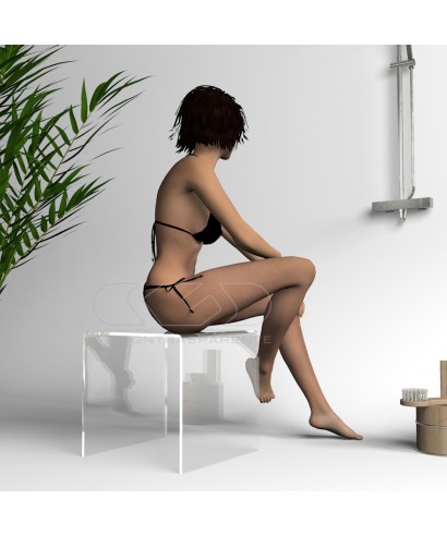 Set di due sgabelli in plexiglass trasparente per doccia e bagno.