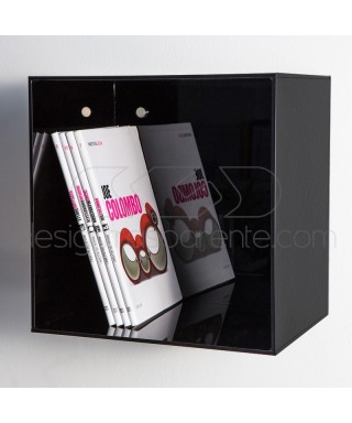 Cube shelf cm 15 in acrylic glossy black plexiglass wall display unit