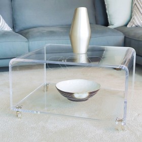Tavolino portariviste cm 55 carrello in plexiglass trasparente.