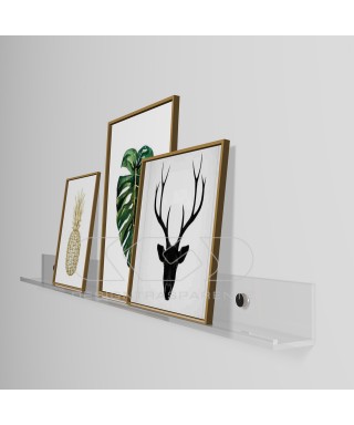 Transparent acrylic photo shelf made to measure.