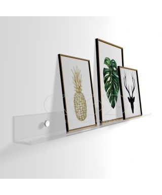 Transparent acrylic photo shelf made to measure.
