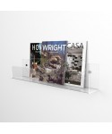 Clear acrylic book and catalogue shelf in various sizes.