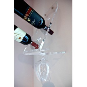 Botellero y portavasos de pared en metacrilato transparente
