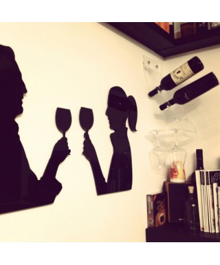 Botellero y portavasos de pared en metacrilato transparente