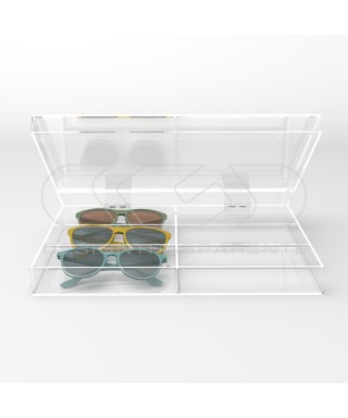 Caja de metacrilato transparente para gafas y joyas 33x20 cm.