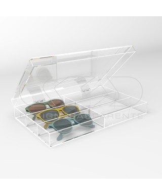Box espositore porta occhiali custodia in plexiglass trasparente
