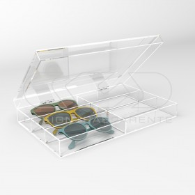 Caja de metacrilato transparente para gafas y joyas 33x20 cm.