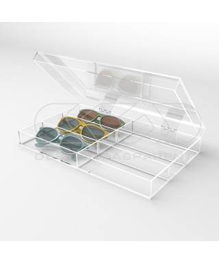Caja de metacrilato transparente para gafas y joyas 33x20 cm.