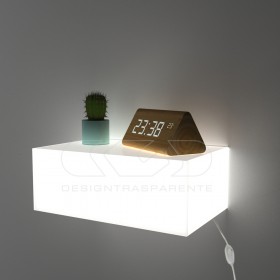 Luminous floating bedside table cm40 white Led natural light diffuser.
