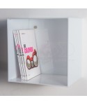 Cube shelf cm 25 acrylic Opal White plexiglass wall display unit.