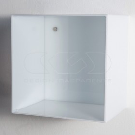 Cube shelf cm 25 acrylic Opal White plexiglass wall display unit.
