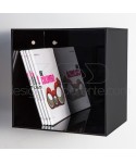 Mensola Cubo cm 25 in plexiglass colorato nero espositore da parete.
